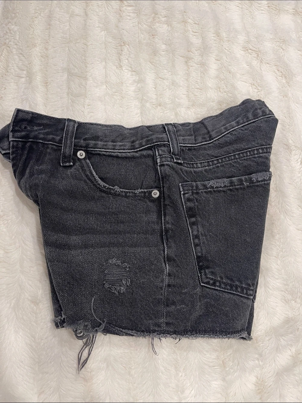 GAP Black Distressed Frayed Hem Denim Shorts